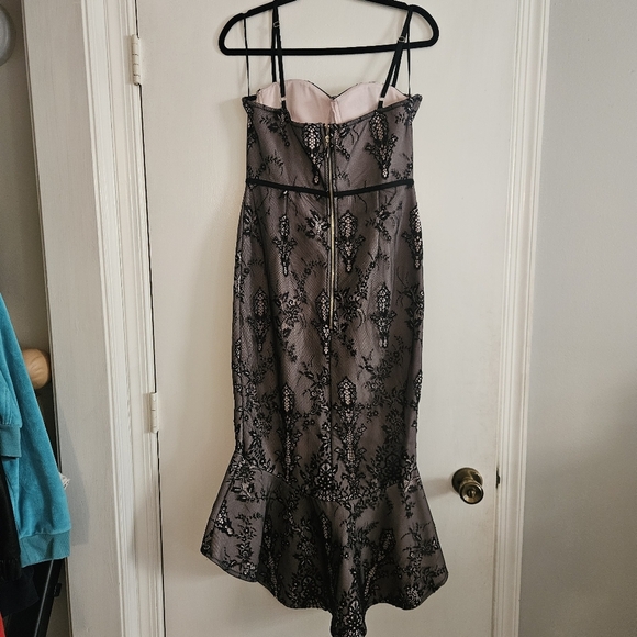 Fashion Nova Pink & Black Lace Corset Style Midi Dress Size Large - Picture 3 of 7